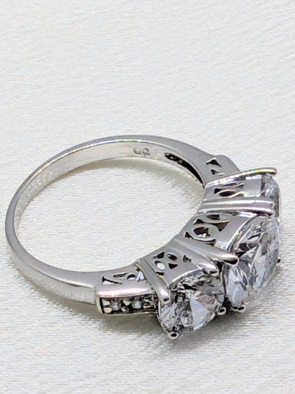 NEW Past Present Future Sterling silver CZ ring - Picture 13 of 16